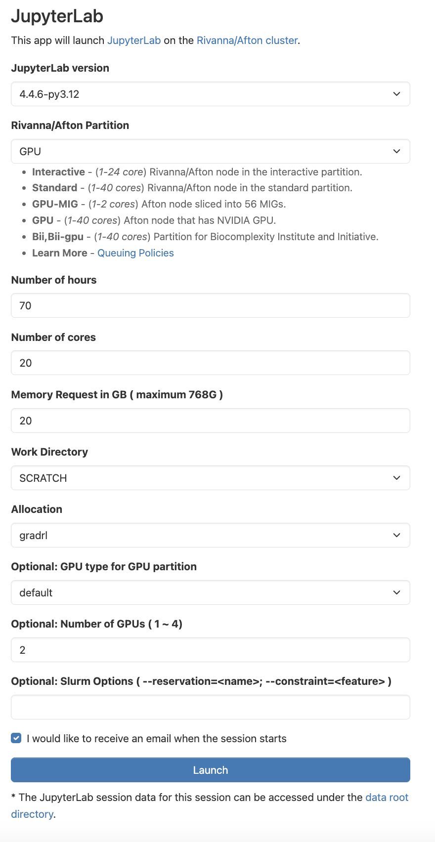 JupyterLab configuration form